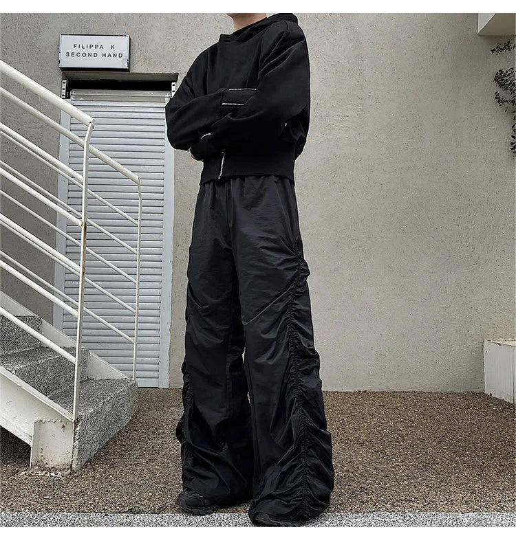 Pantalon Décontracté Homme — Style Sombre Froissé, Taille Élastique | Streetwear