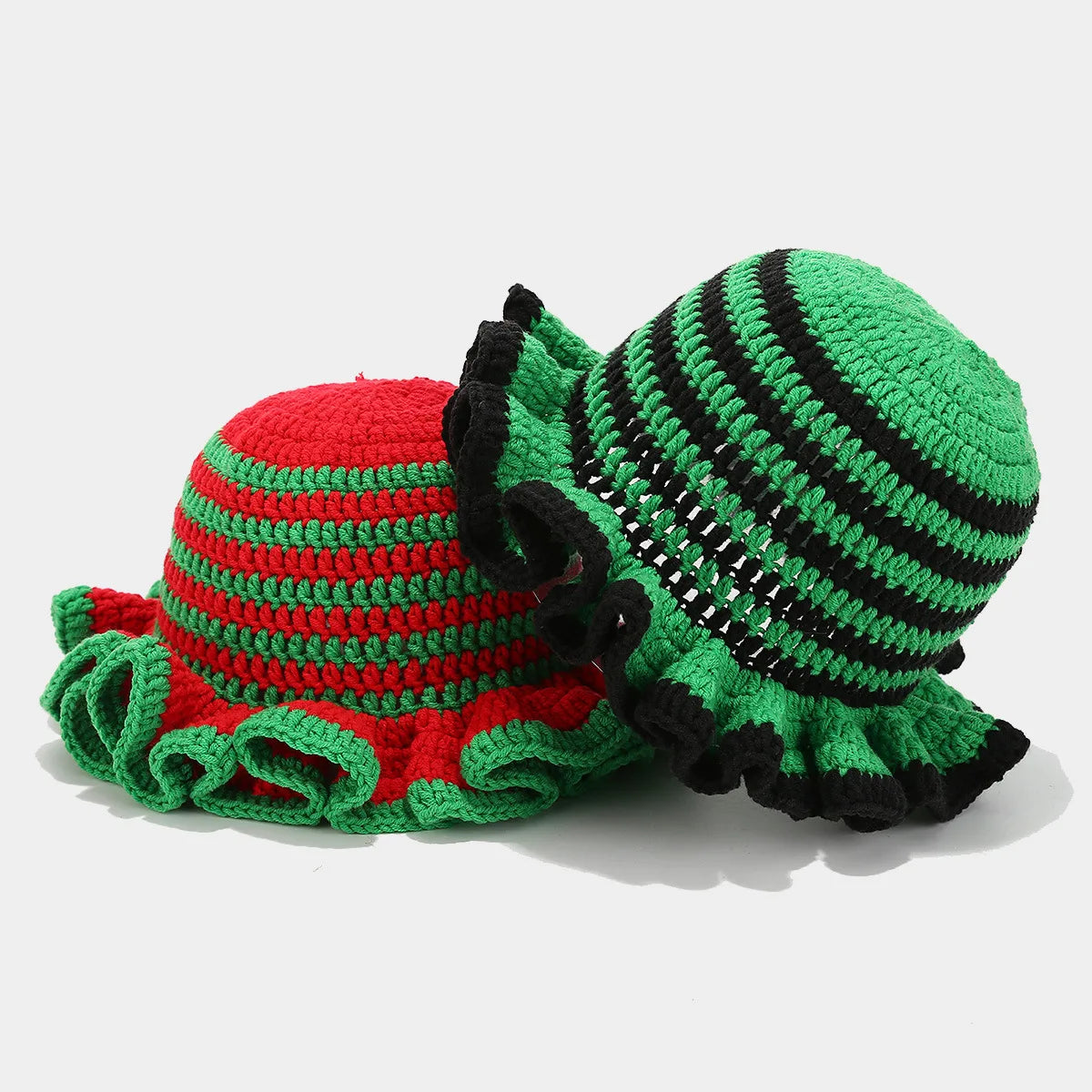 Bob Tricoté Crochet Main — Volants Colorés Tendance Chaud Luxe Artisanal Femme Hiver | CALURIRI