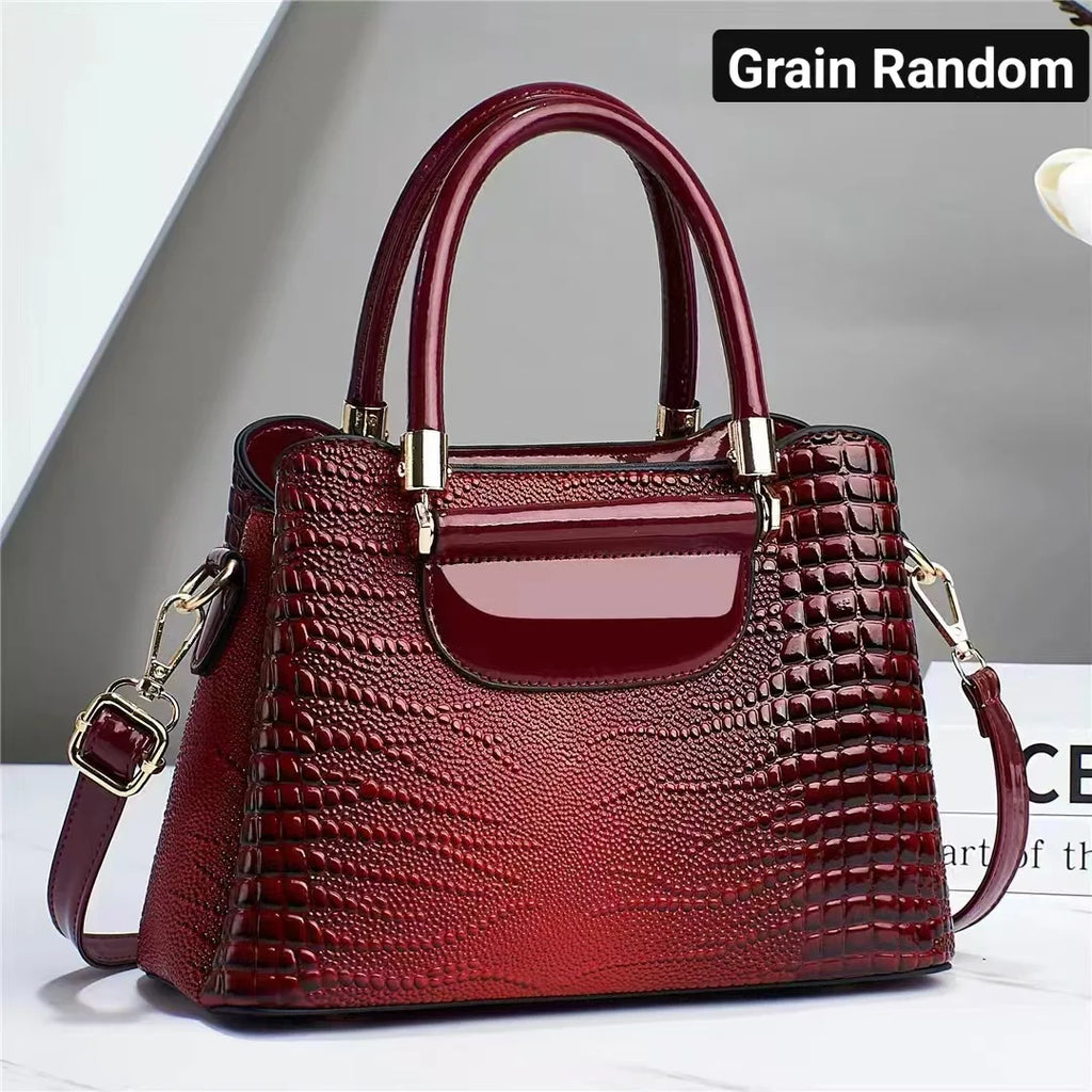 Sac Bandoulière Crocodile Rétro Style Motard — Grande Capacité Luxe Femme