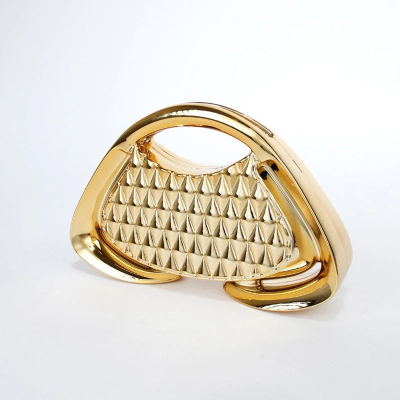 Minaudière Trapèze en Maille — Sac de Soirée Luxe Chaîne Métallique