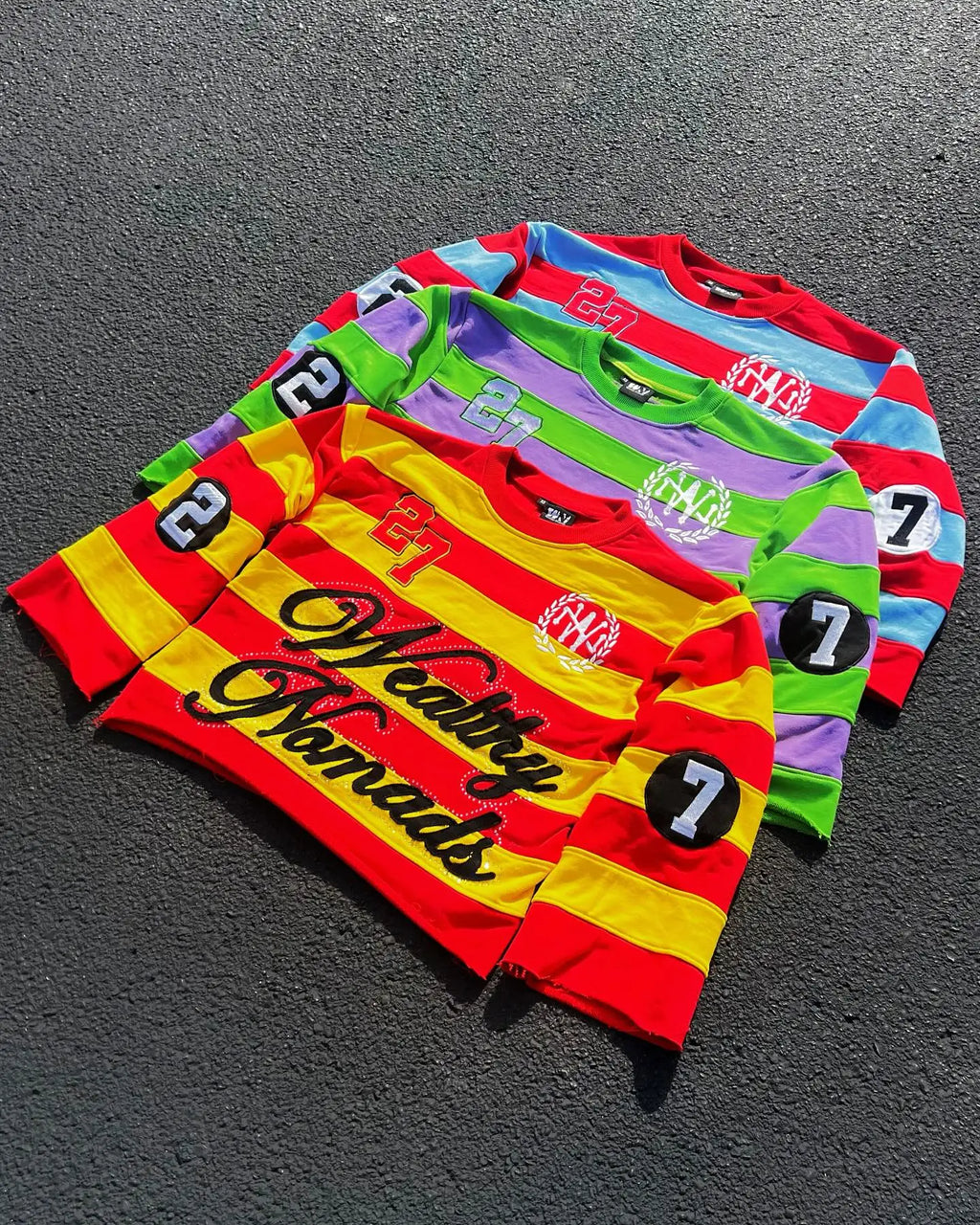 T-shirt Manches Longues Col Rond Unisexe — Style Harajuku Hip Hop Broderie Lettre Patchwork Rayures Graphiques Y2K | ANHUHU