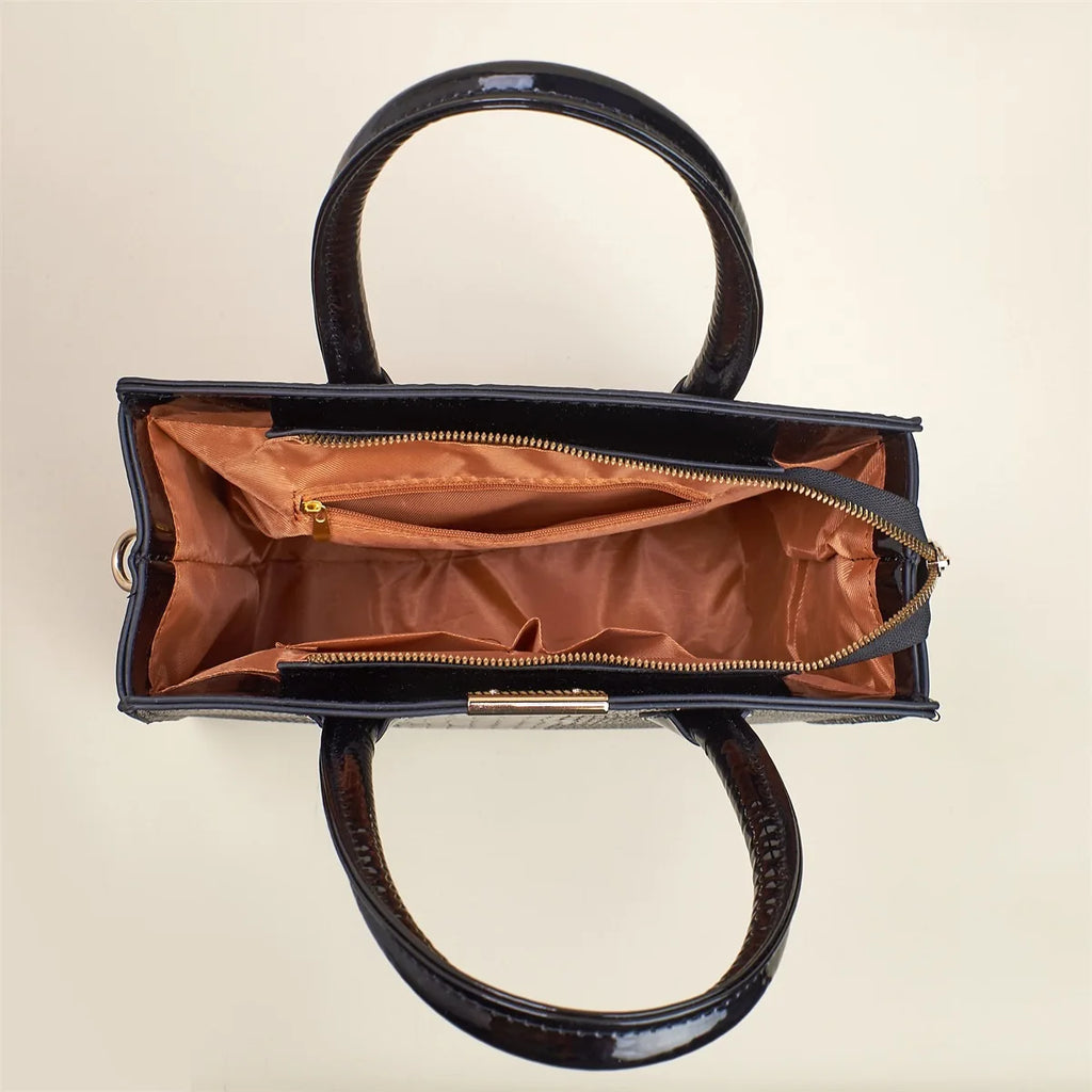 Sac Carré Motif Alligator Grande Capacité — Bandoulière Minimaliste Urbain Luxe