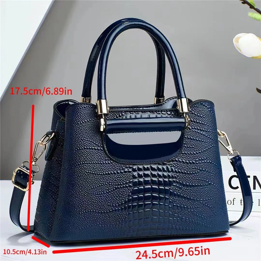 Sac Bandoulière Crocodile Rétro Style Motard — Grande Capacité Luxe Femme