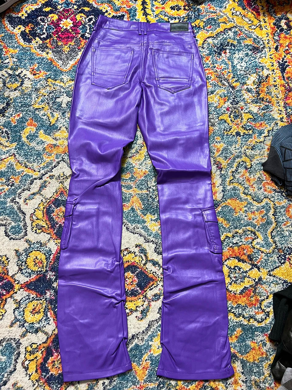 Pantalon Cargo Slim Simili Cuir Streetwear Luxe — Poches Multiples 4 Saisons Mauroicardi