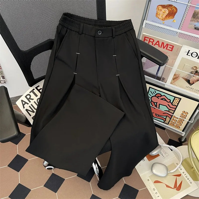 Pantalon Ample Jambes Larges Vintage — Rivets, Plis, Taille Haute, Style Américain | Homme