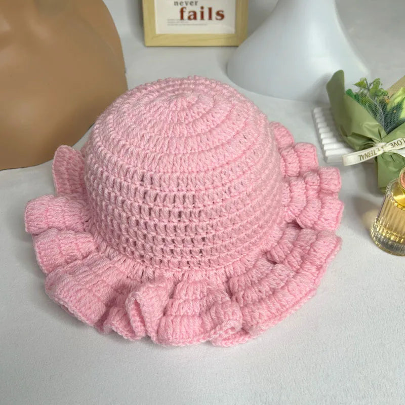 Chapeau Seau Conique Crocheté à la Main – Bob Pêcheur Élégant | Protection Solaire Femme