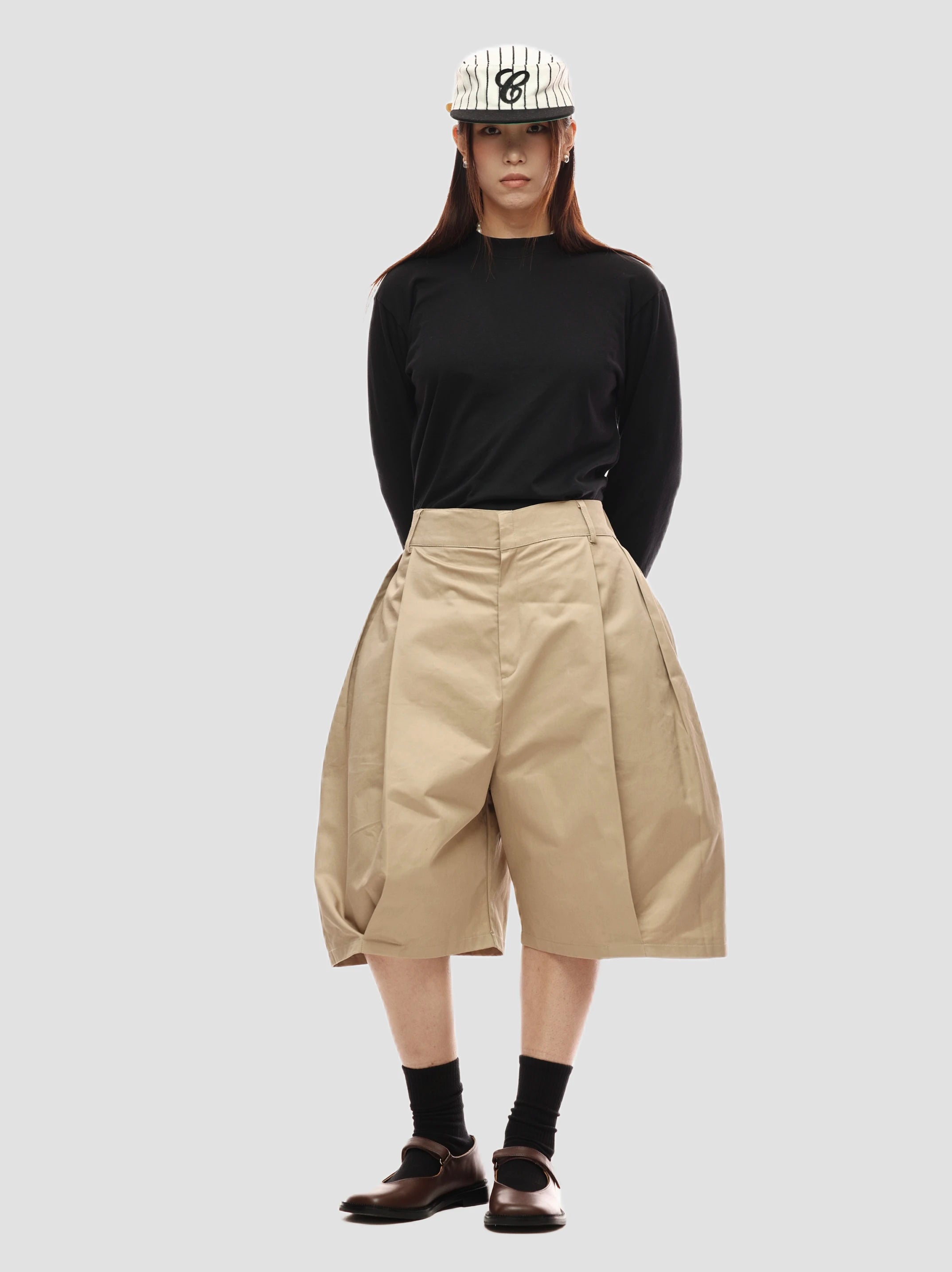 Short Baggy Kaki Luxe — Jambes Larges, Taille Élastique, Style Designer | Mauroicardi