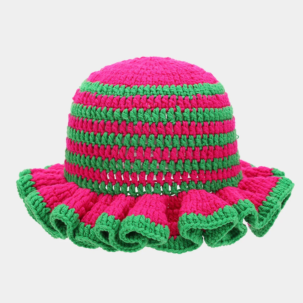 Bob Tricoté Crochet Main — Volants Colorés Tendance Chaud Luxe Artisanal Femme Hiver | CALURIRI