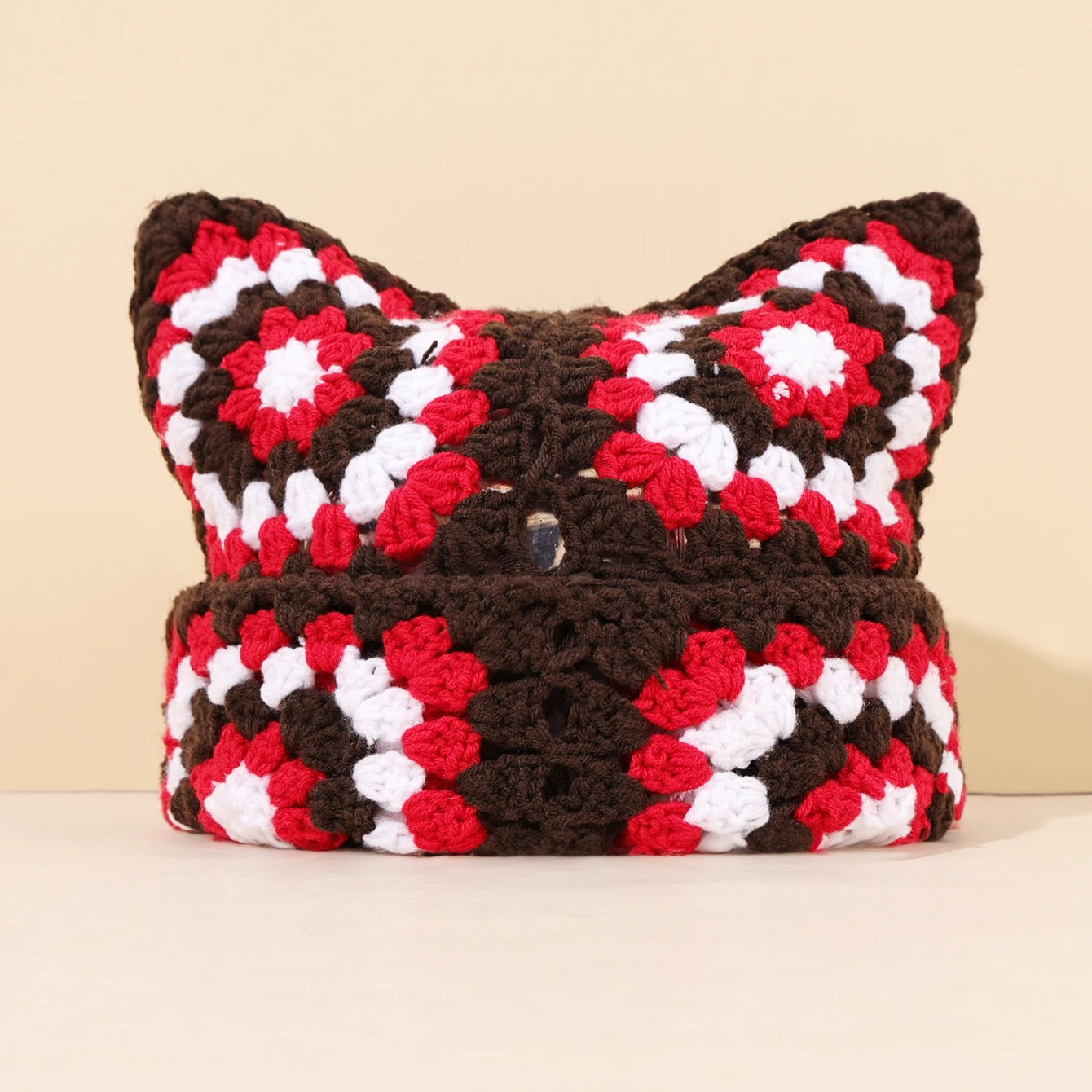 Bonnet Oreilles de Chat Crocheté à la Main – Tricot Chaud Unisexe | Automne Hiver