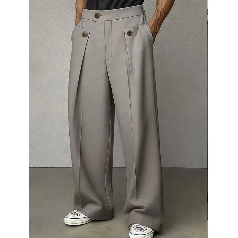 Pantalon de Costume Décontracté Homme — Coupe Droite Ample, Taille Haute, Plisé | Oldyanup