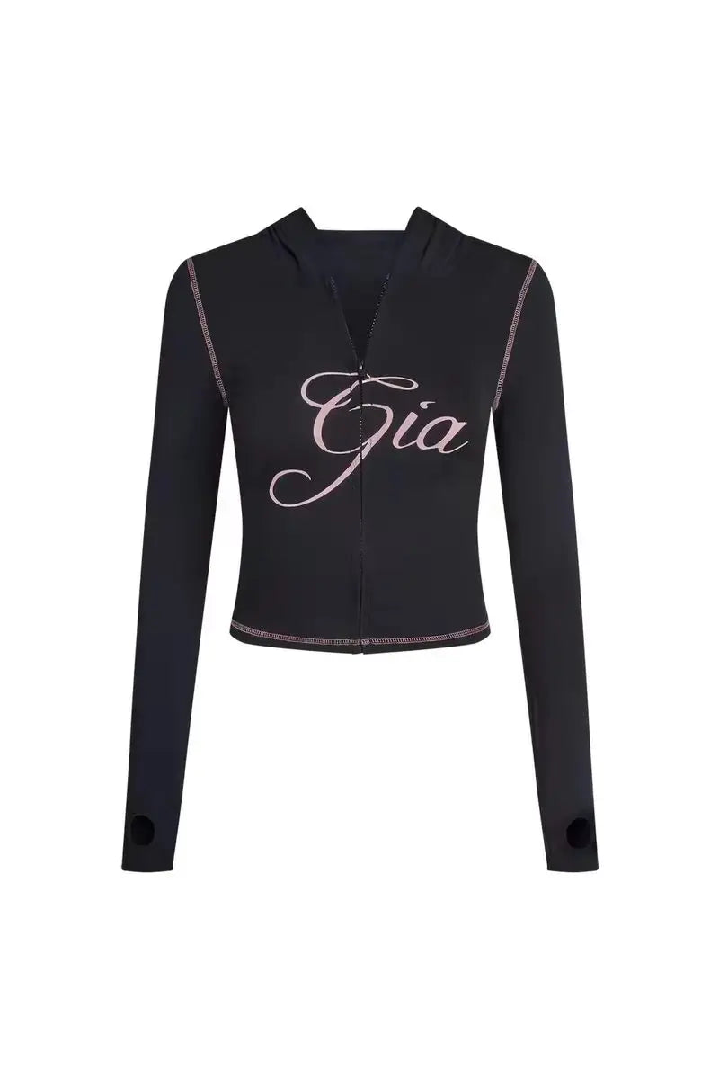 Nouvel ensemble minimaliste confortable GIA : veste à capuche zippée en velours et pantalon ample coupe slim en bleu