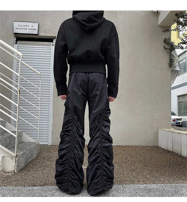 Pantalon Décontracté Homme — Style Sombre Froissé, Taille Élastique | Streetwear