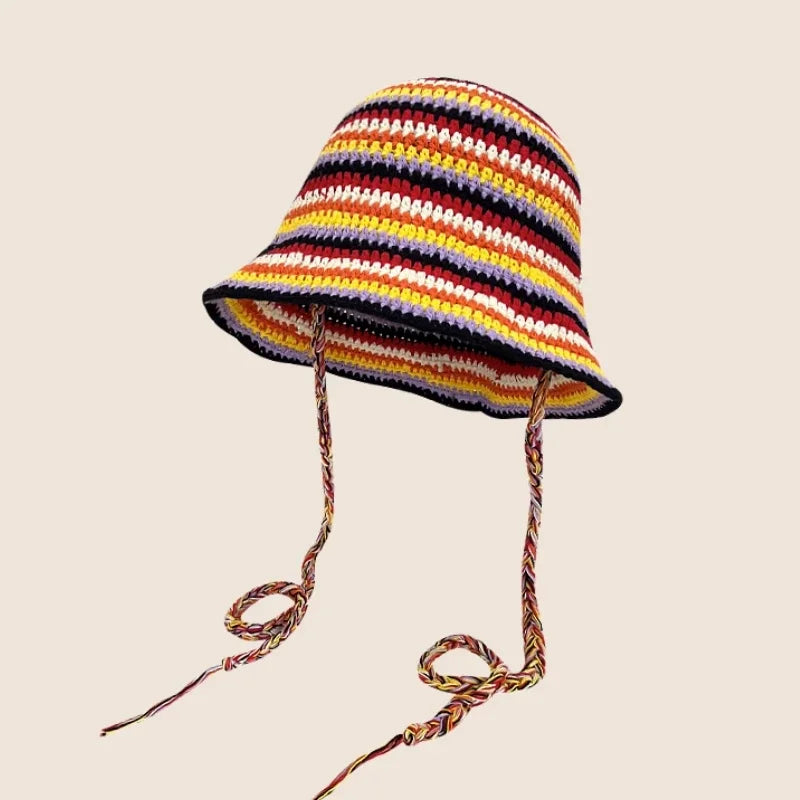 Chapeau Seau Coréen Crocheté à la Main – Bob Fleurs Y2K | Femme Automne Hiver 2025