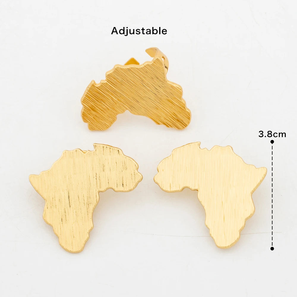 Ensemble Bijoux Carte Africaine – Boucles d'Oreilles & Bague Plaquées Or 18K