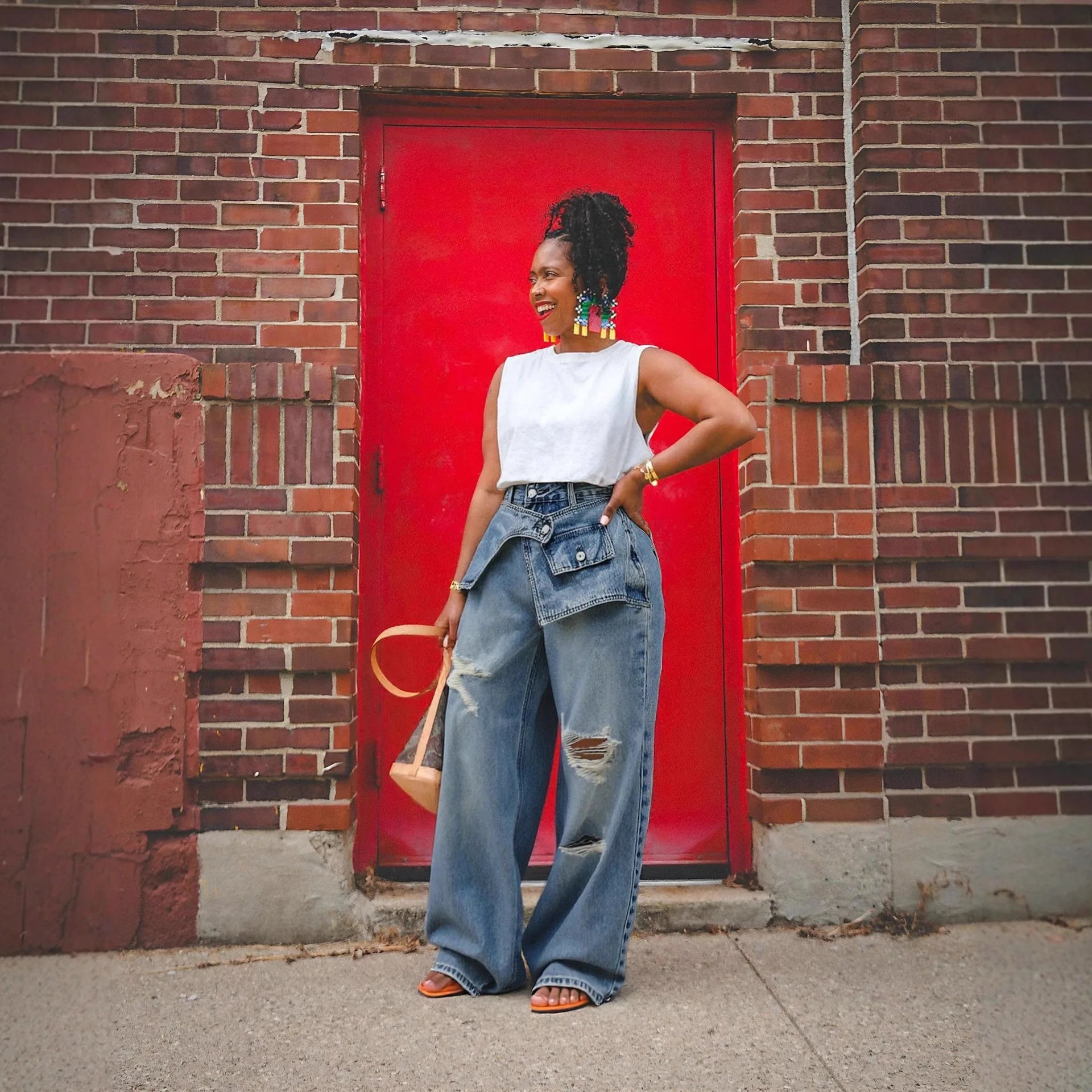 Jean Droit Déchiré Femme — Taille Mi-Haute, Effet Vieilli, Style Streetwear Vintage | Wulend