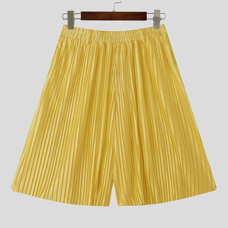 Short Jogger Couleur Unie — Taille Élastique, Jambe Large, Streetwear Ample | INCERUN 2025