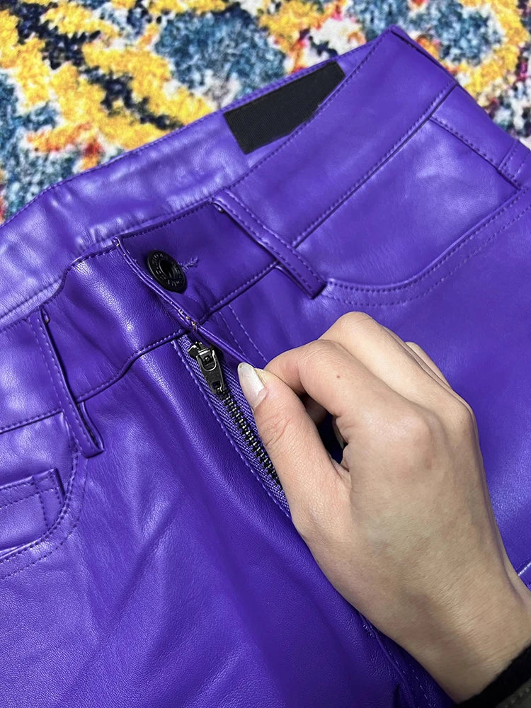 Pantalon Cargo Slim Simili Cuir Streetwear Luxe — Poches Multiples 4 Saisons Mauroicardi