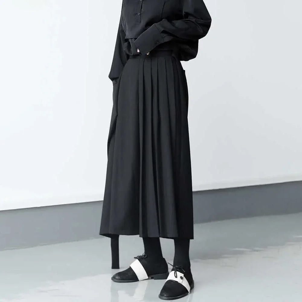 Pantalon Plissé Double Couche — Jambes Larges, Taille Haute, Coupe Droite Unisexe | CEENIU
