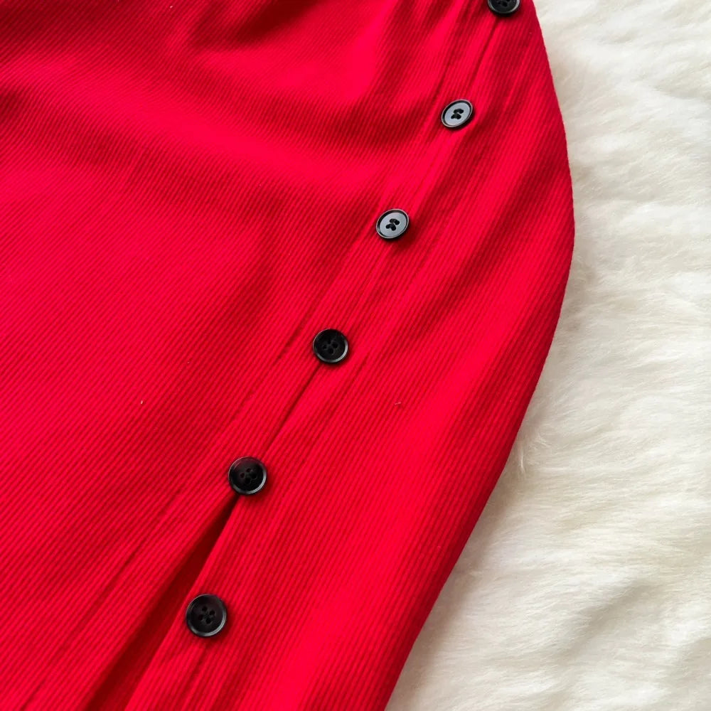 Ensemble 2 Pièces Été — Haut Court Col V + Jupe Longue Fendue Taille Haute Élastique Couleur Unie | Foamlina