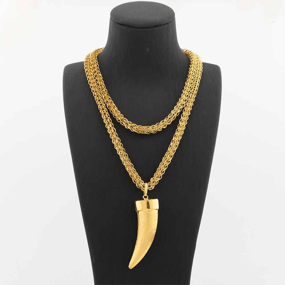Collier Pendentif Carte d'Afrique – Plaqué Or 18K – Chaîne 100 cm – Mixte