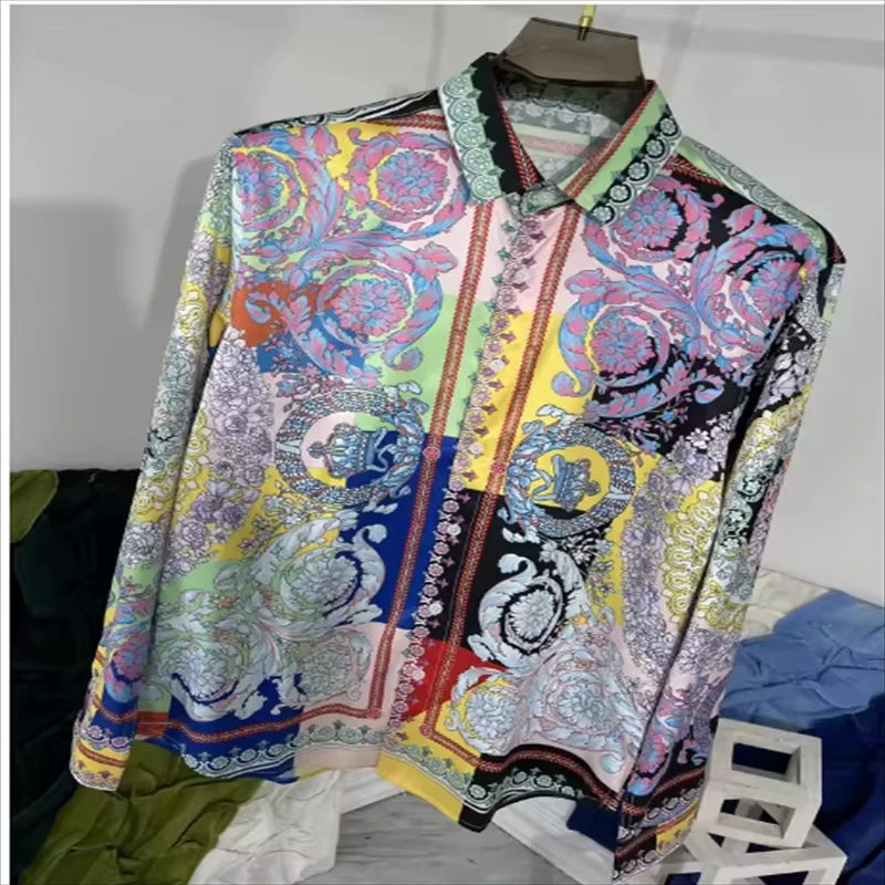 Chemise Vintage Imprimée Luxe — Manches Longues, Unisexe, Multi-Coloris | Collection 2026