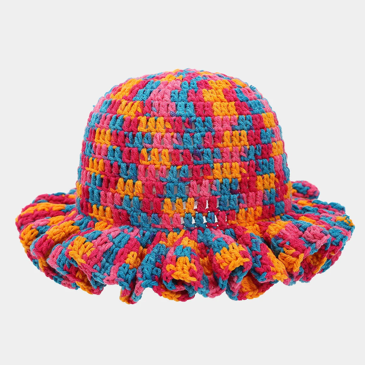 Bob Tricoté Crochet Main — Volants Colorés Tendance Chaud Luxe Artisanal Femme Hiver | CALURIRI