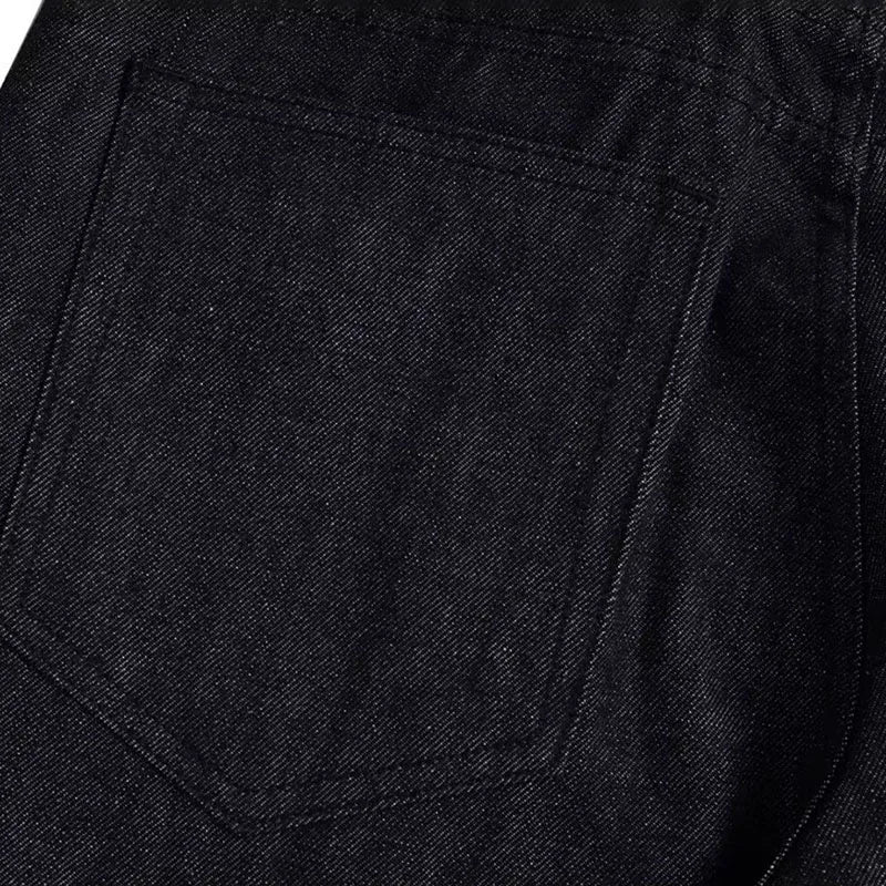 Jean Noir Ample Jambe Large Rétro Boucle — Style Urbain High Street Homme Grandes Tailles