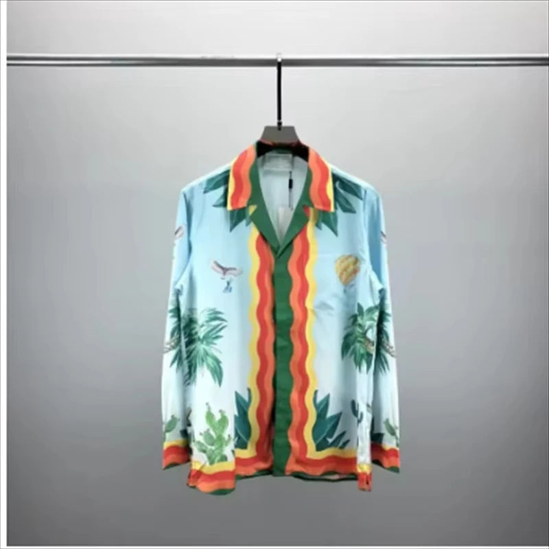 Chemise Vintage Imprimée Luxe — Manches Longues, Unisexe, Multi-Coloris | Collection 2026