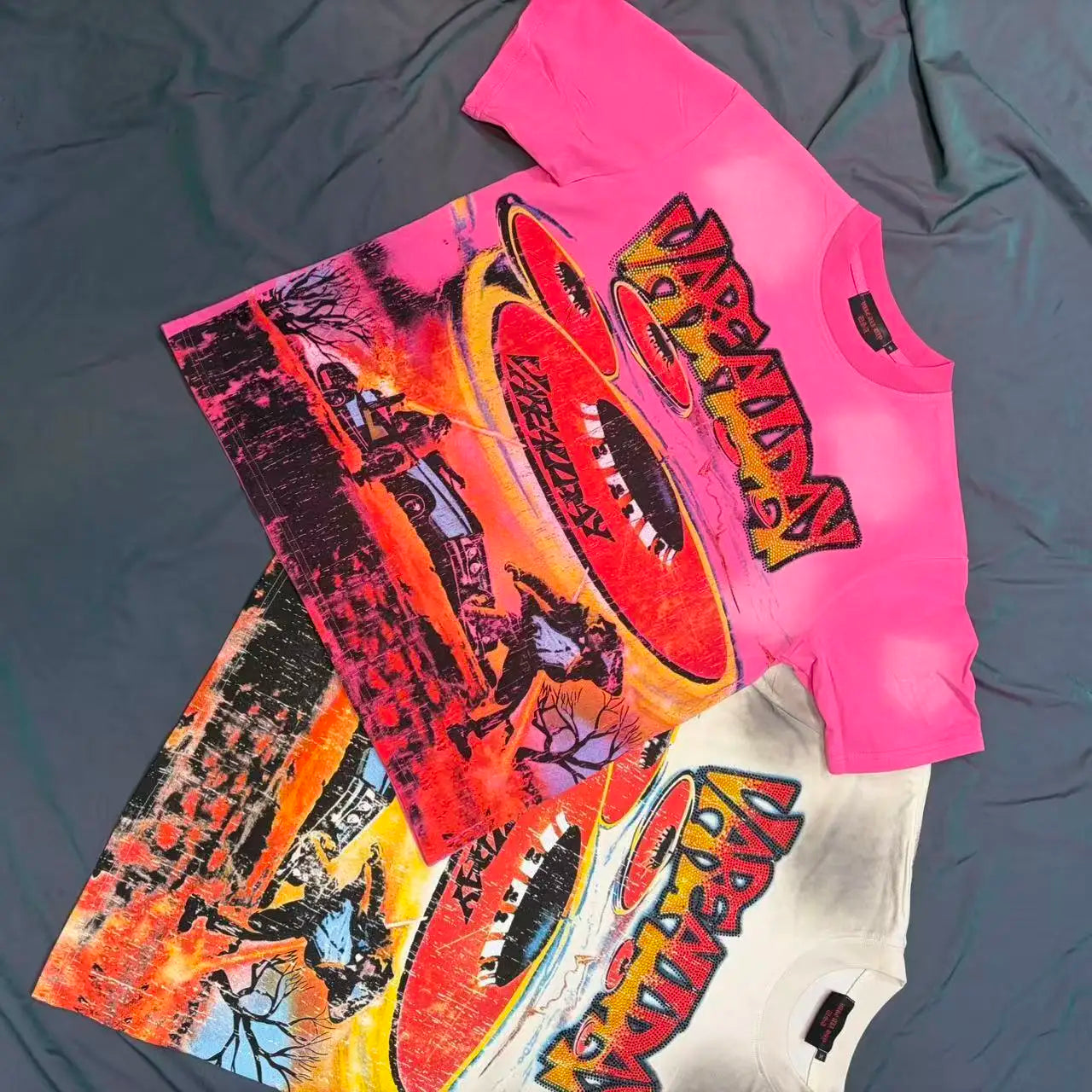 T-shirt Coton Manches Courtes Unisexe — Lettres Strass Effet Diamant Brillant Streetwear Harajuku Hip Hop Coupe Ample | HANGJIA