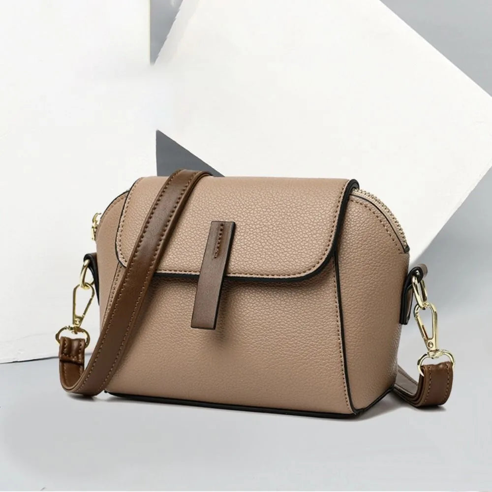Sac Seau en Cuir Véritable — Sacoche Bandoulière Luxe Couleur Unie