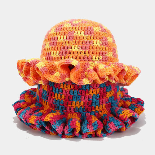 Bob Tricoté Crochet Main — Volants Colorés Tendance Chaud Luxe Artisanal Femme Hiver | CALURIRI