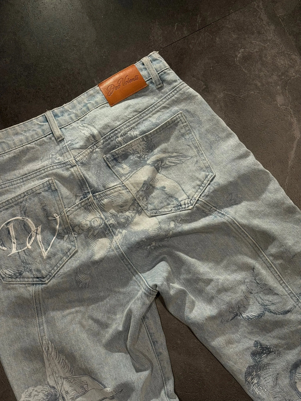 Jean Baggy Droit Y2K Ange Cupidon Unisexe — 100% Coton Lavé Pierre Streetwear BiggOrange