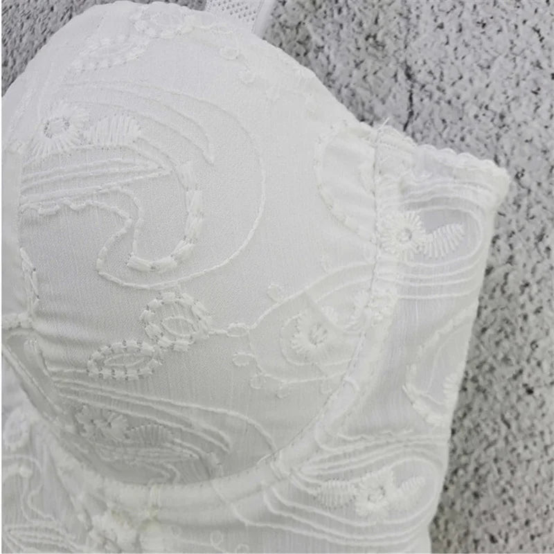 Top Corset Court Sexy Y2K Club Décor Perles — Camisole Shaper Été Visivane