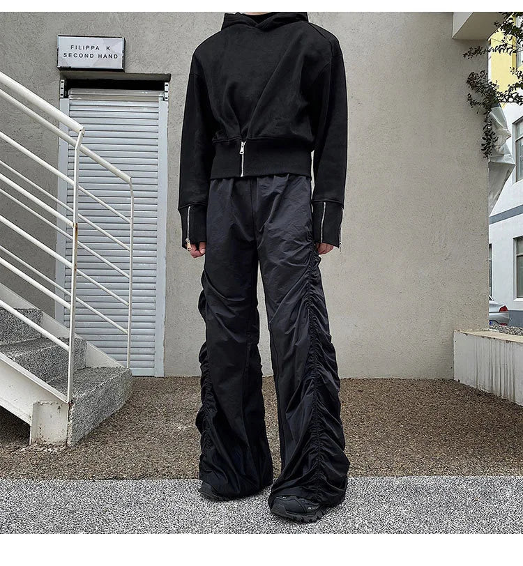 Pantalon Décontracté Homme — Style Sombre Froissé, Taille Élastique | Streetwear