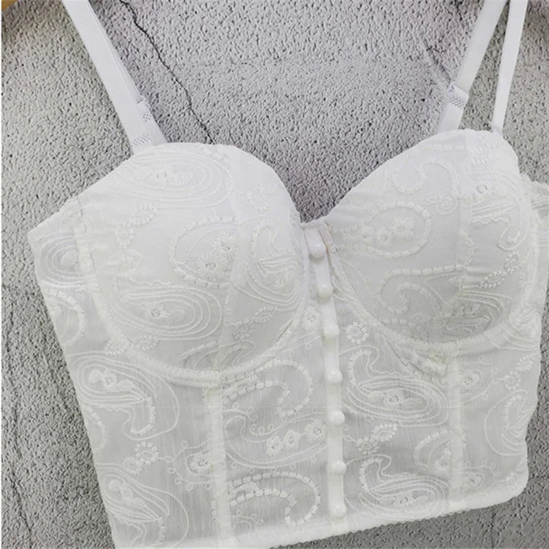 Top Corset Court Sexy Y2K Club Décor Perles — Camisole Shaper Été Visivane