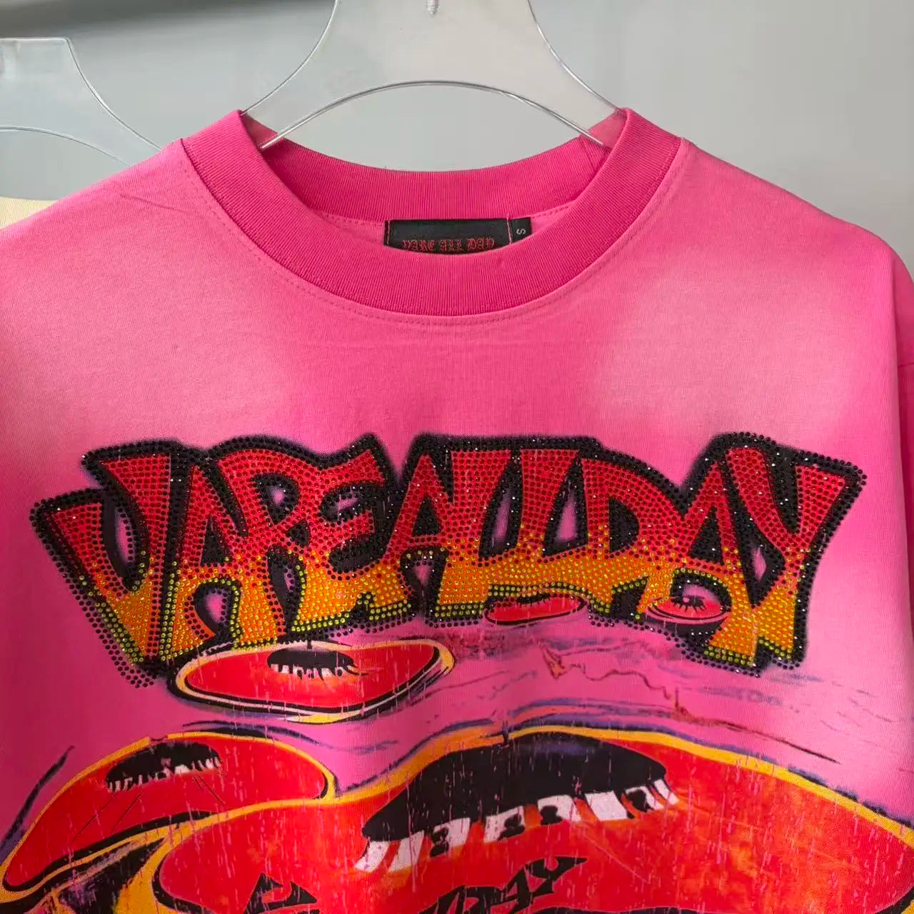 T-shirt Coton Manches Courtes Unisexe — Lettres Strass Effet Diamant Brillant Streetwear Harajuku Hip Hop Coupe Ample | HANGJIA