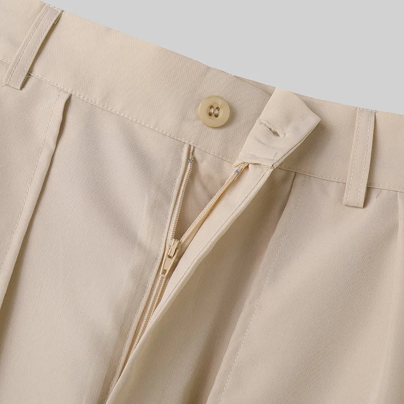 Pantalon Irrégulier Couleur Unie — Jambes Larges, Bouton, Streetwear Décontracté | INCERUN 2024