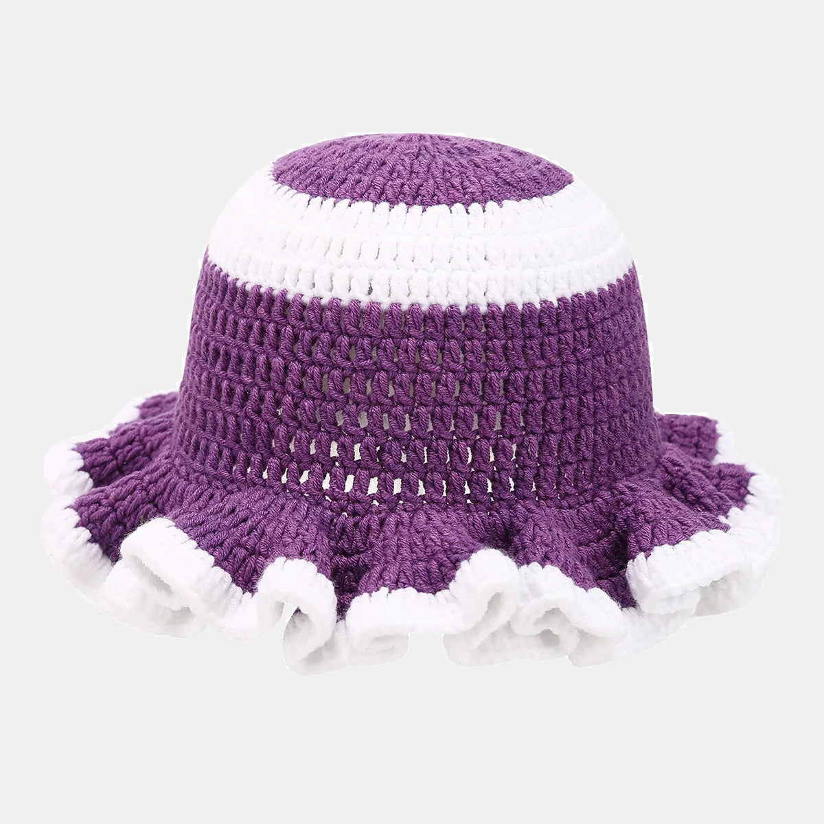 Bob Tricoté Crochet Main — Volants Colorés Tendance Chaud Luxe Artisanal Femme Hiver | CALURIRI
