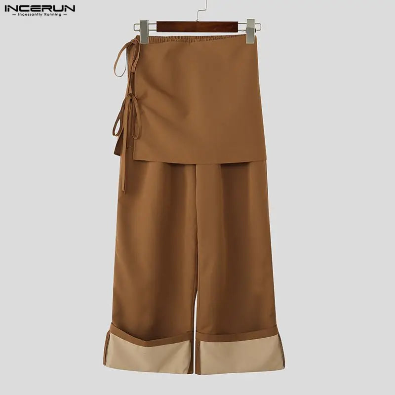 Pantalon Jogger Patchwork Streetwear — Taille Élastique, Coupe Ample à Lacets | INCERUN 2026