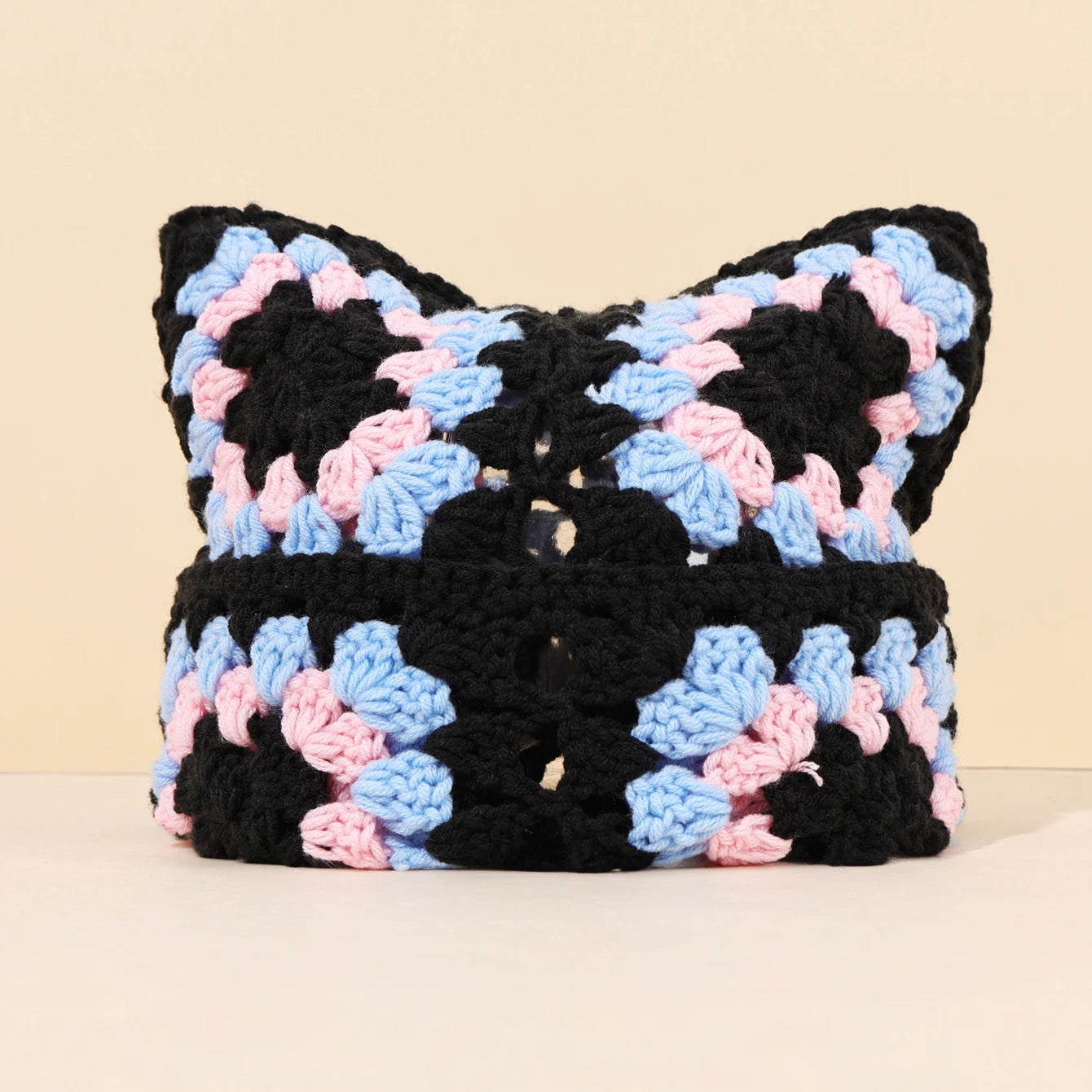 Bonnet Oreilles de Chat Crocheté à la Main – Tricot Chaud Unisexe | Automne Hiver