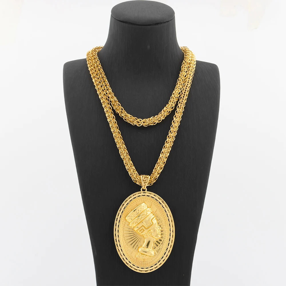 Collier Pendentif Carte d'Afrique – Plaqué Or 18K – Chaîne 100 cm – Mixte
