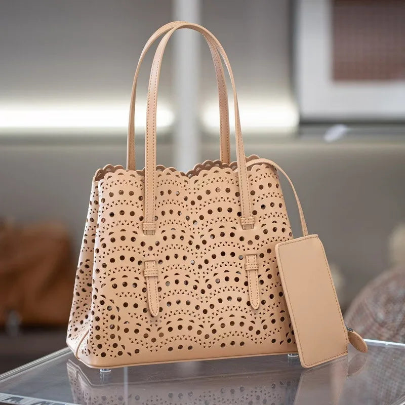 Sac Fourre-Tout Femme Style Niche Rétro – Cuir Véritable Grande Capacité