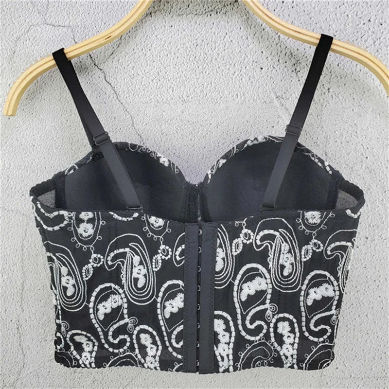 Top Corset Court Sexy Y2K Club Décor Perles — Camisole Shaper Été Visivane