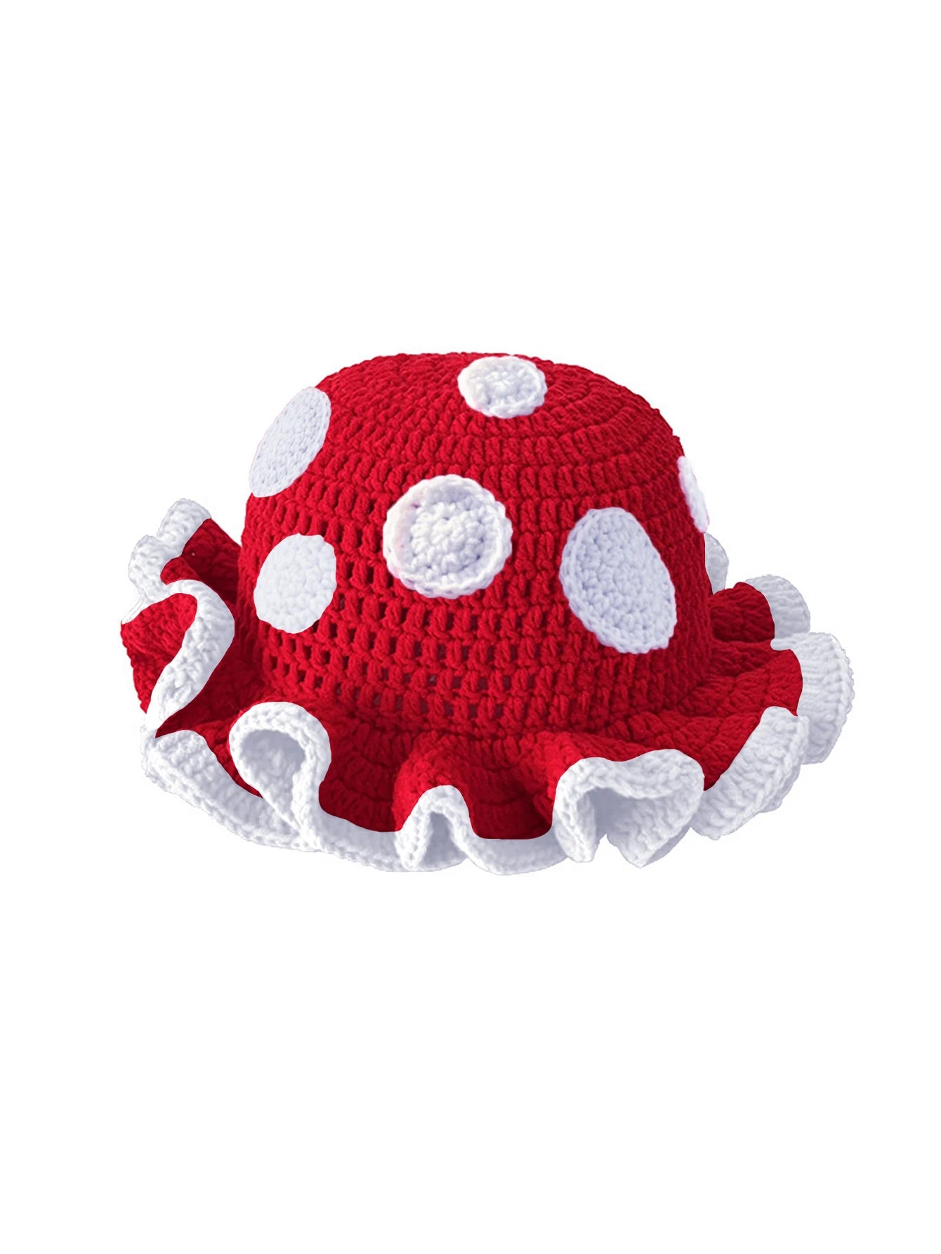Chapeau Pêcheur Fraise Crocheté à la Main – Bob Kawaii à Volants Style Bohème | Femme