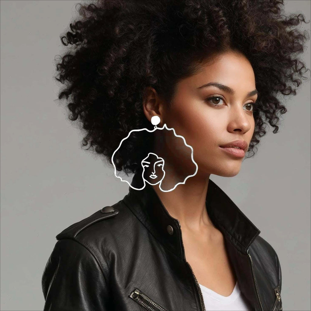 Boucles d’Oreilles Afro Surdimensionnées Plaqué Or 18K — Personnalisables Prénom Acier Inoxydable