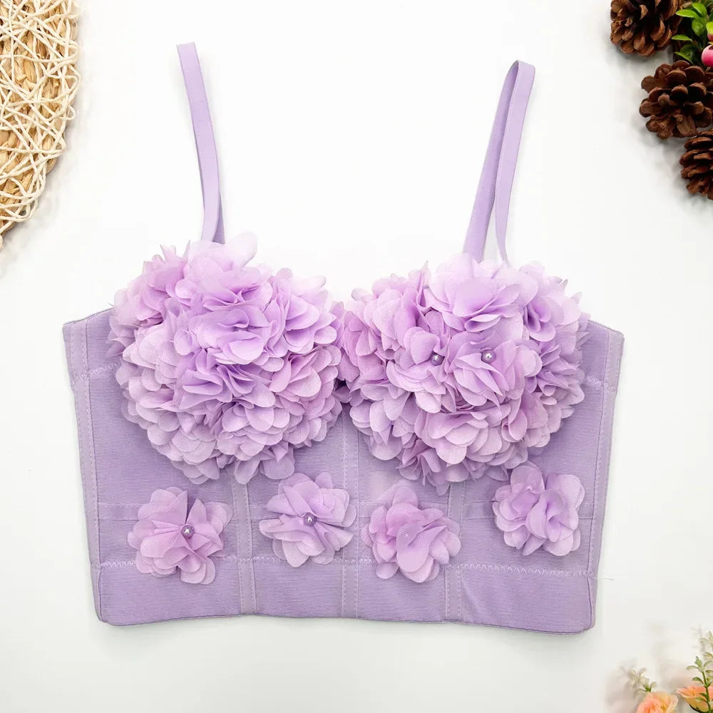 Top Corset Court Sexy Y2K Club Décor Perles — Camisole Shaper Été Visivane
