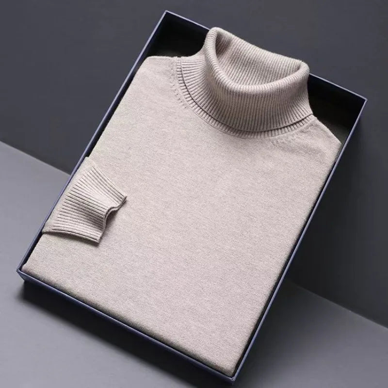 Pull Col Roulé Homme Luxe — Coupe Longue Couleur Unie Chaud Streetwear Minimaliste | ANIMAL GAME