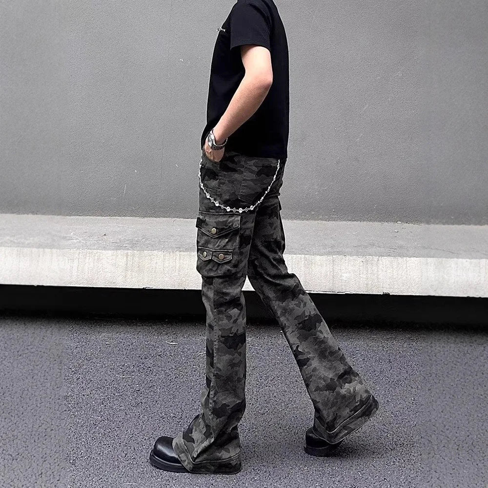 Jean Camouflage High Street — Coupe Droite Multi-Poches, 100% Coton | Unisexe