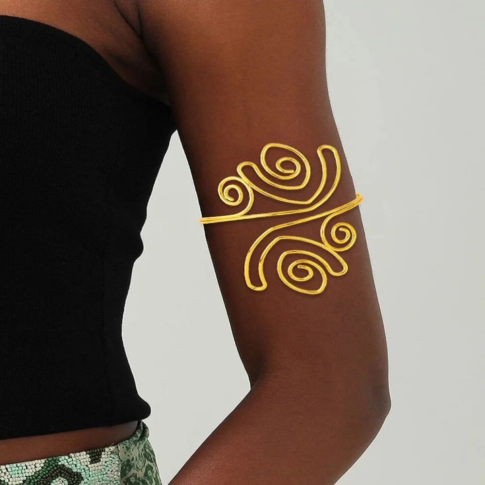 Brassard Couronne Doré – Bijou de Bras Style Africain & Bohème