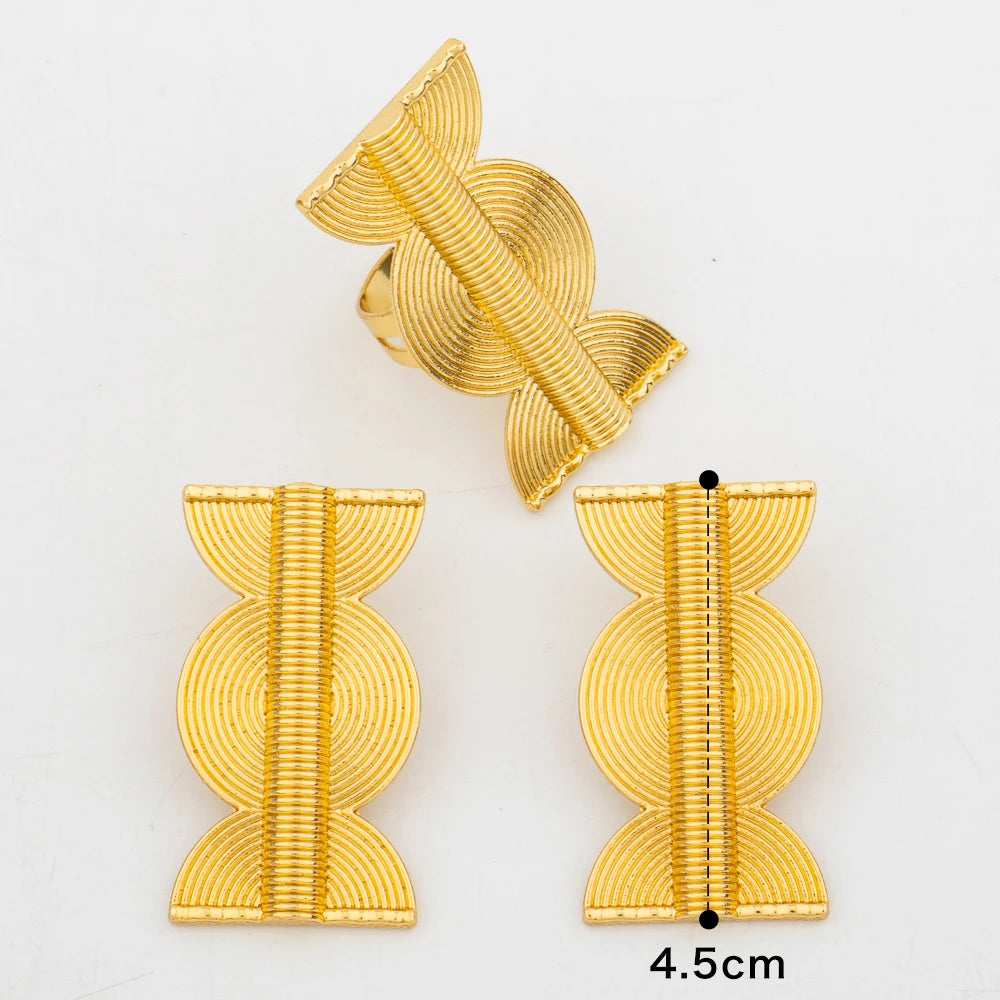 Parure Complète Dubaï – Collier, Bracelet, Boucles d'oreilles & Bague Or 18K